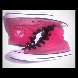 Pink converse with ombré glitter.